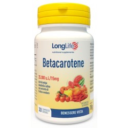 Confezione da 30 compresse di Integratore Antiossidante Betacatorene 25000 UI da Longlife