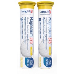Confezione da 20 compresse effervescenti di Magnesium 375 Fizz Integratore di Magnesio da Longlife