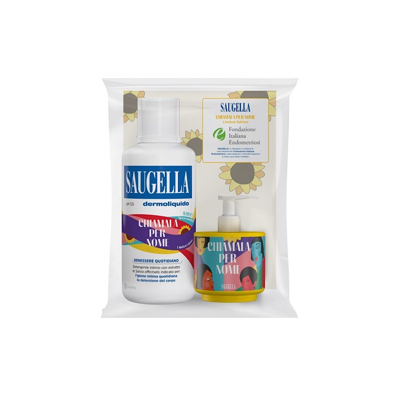Meda Pharma Saugella Bundle Dermoliquido Chiamala Per Nome Endometriosi Ph 3,5 Detergente Intimo Benessere Quotidiano 500ml + 15