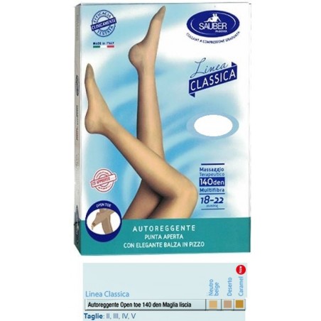 Desa Pharma Sauber Autoreggente Open Toe Maglia Liscia 140 Den Colore Neutro Beige Taglia 3 Linea Classica