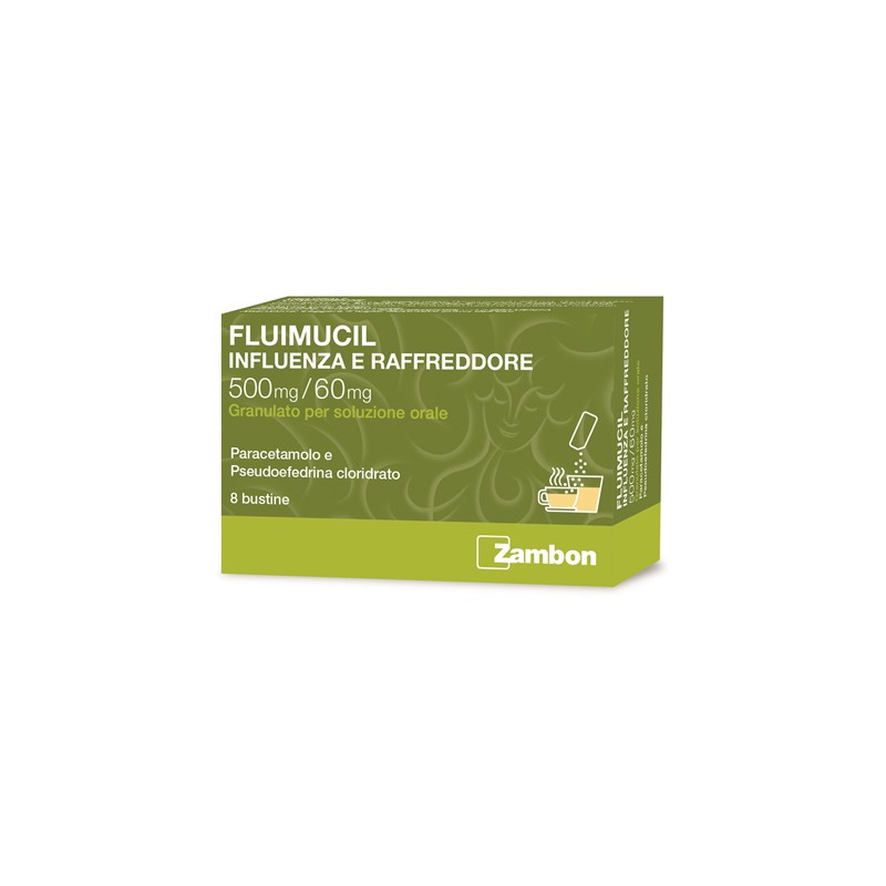 8 Bustine Fluimucil Influenza E Raffreddore 500 Mg/60 Mg