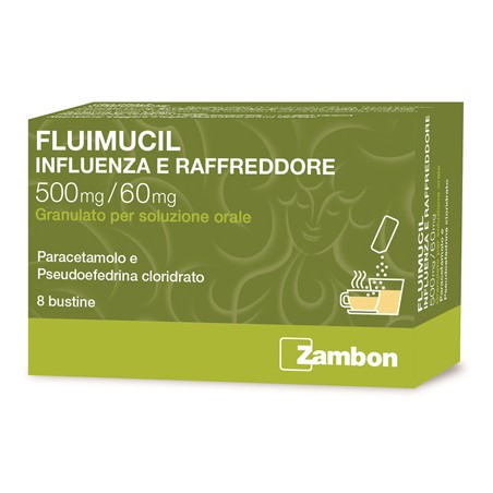 8 Bustine Fluimucil Influenza E Raffreddore 500 Mg/60 Mg