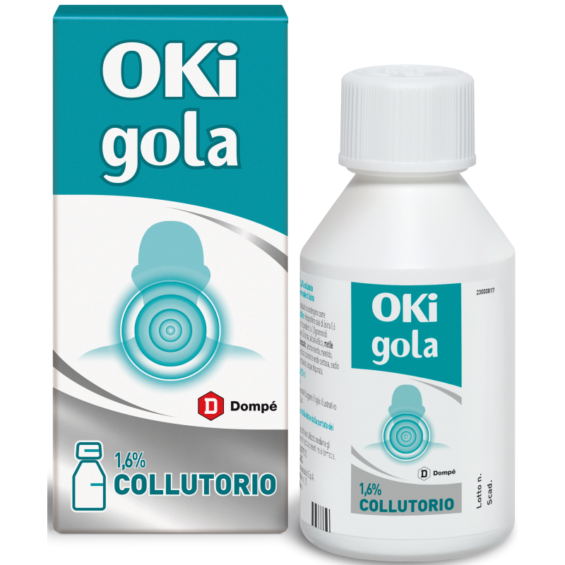 Flacone da 150 ml di Oki Infiammazione Gola Colluttorio della Dompè Farmaceutici