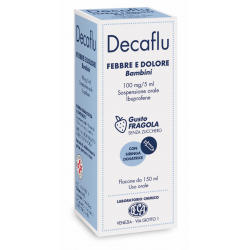 150 ml Sospensione Orale gusto fragola senza zucchero Decaflu Febbre E Dolore Bambini 100 Mg/5 Ml