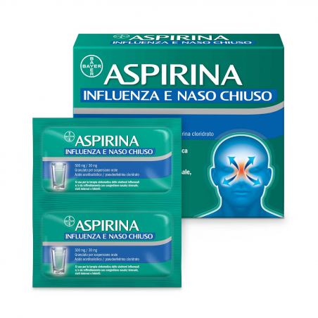 10 Buste granulato di Aspirina influenza e naso chiuso della Bayer