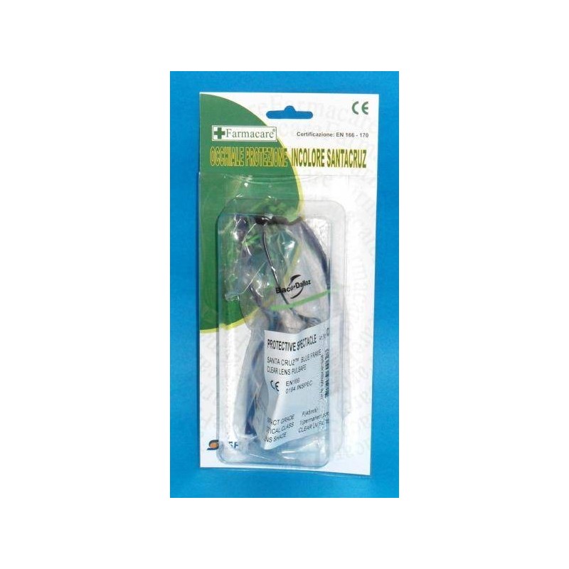 Farmacare Occhiale Di Protezione Lente Incolore Monopezzo Con Riparo Laterale Astine Regolabili