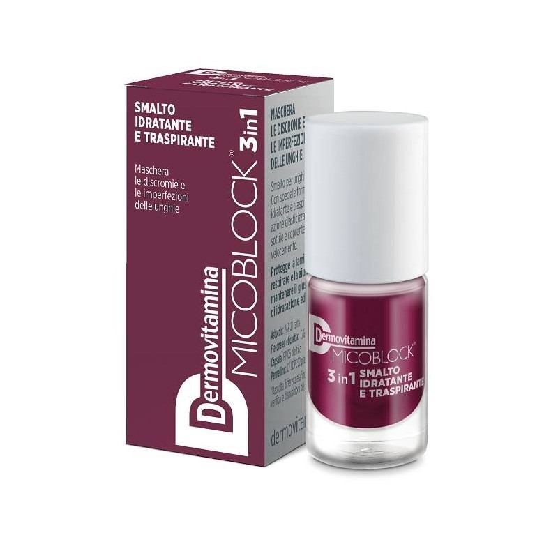 Pasquali Dermovitamina Micoblock 3in1 Smalto Idratante Traspirante Prugna 5 Ml