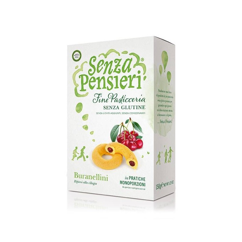 Dolci Palmisano Senza Pensieri Buranellini Ripieni Alla Ciliegia 150 G Porzioni Monodose
