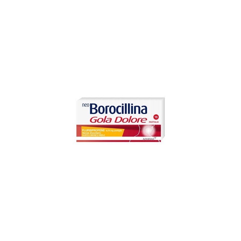 Blister da 16 Pastiglie di Neo Borocillina gola dolore senza zucchero gusto limone dell'Alfasigma
