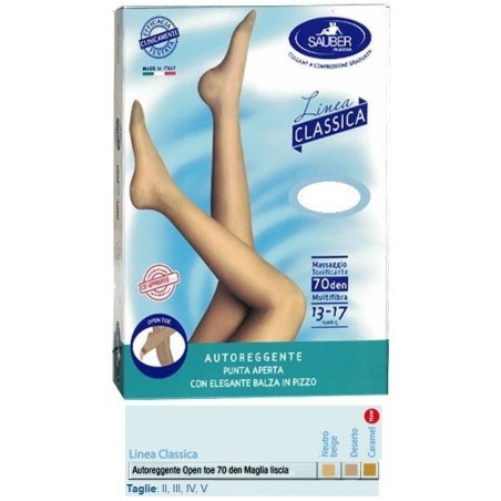 Desa Pharma Sauber Autoreggente Open Toe Maglia Liscia 70 Den Colore Neutro Beige Taglia 3 Linea Classica