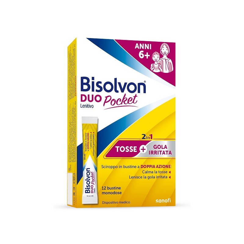 12 bustine di Bisolvon Duo Pocket Lenitivo