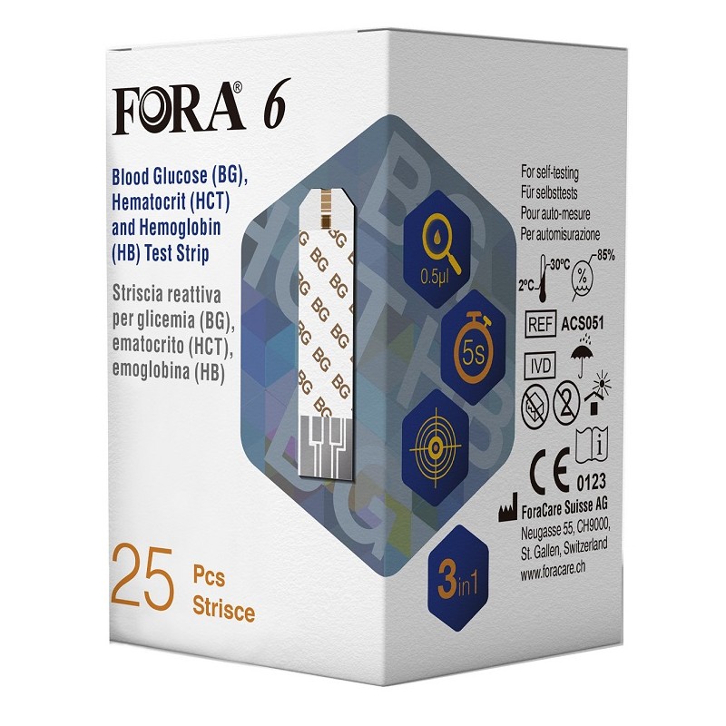 Meter Striscia Reattiva 3 In 1 Fora 6 Connect Multifunzionale Bg/hct/hb Box Da 25 Pezzi