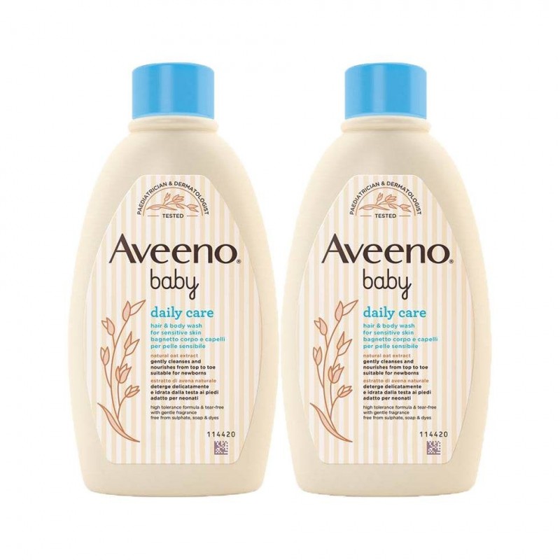 2 confezioni da 250 ml aveeno baby bagnetto corpo testa piedi