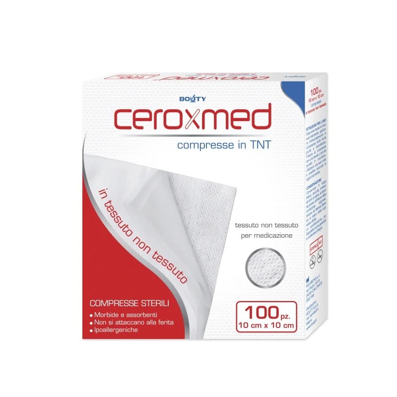 Nova Argentia Ind. Farm Garza Compressa In Tessuto Non Tessuto Ceroxmed 10x10 Cm 100 Pezzi