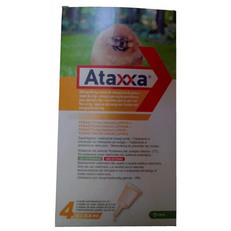 Krka Farmaceutici Milano Ataxxa 200 Mg/40 Mg Soluzione Spot-on Per Cani Fino A 4 Kg