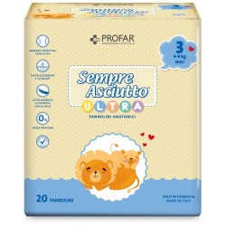 22 pezzi di Profar Sempre Asciutto Pannolino Ultra Midi 4/9 Kg