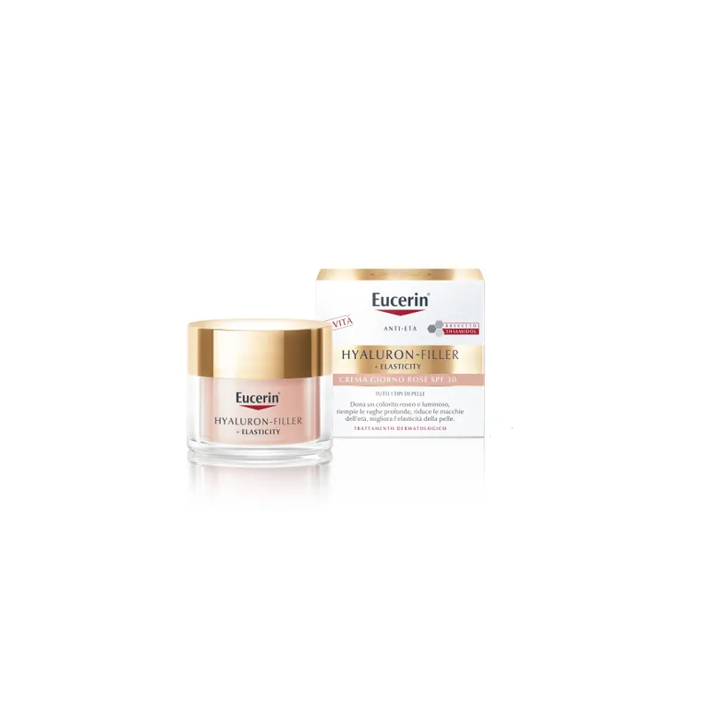 vaso 50 ml eucerin hyaluron filler elasticity crema rosè spf 30