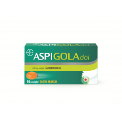 Confezione da 16 pastiglie di Aspigoladol gusto arancia della Bayer