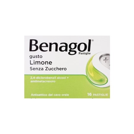 Blister da 16 pastiglie di Benagol gusto limone senza zucchero della Reckitt Benckiser