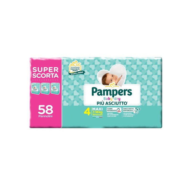 Fater Pampers Baby Dry Trio Dwct Maxi 58 Pezzi