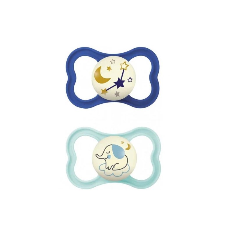 Bamed Baby Italia Mam Air Night Succhietto 16+ Mesi Silicone Doppio Maschio
