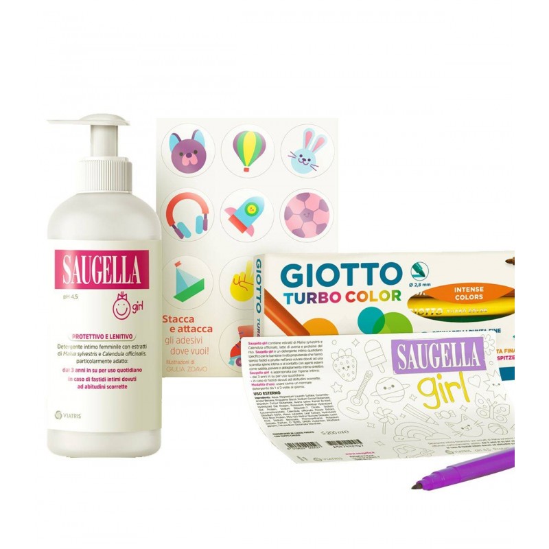 Meda Pharma Saugella Bundle Girl Detergente Intimo Protettivo E Lenitivo Ph 4,5 200 Ml + Giotto Turbo Color