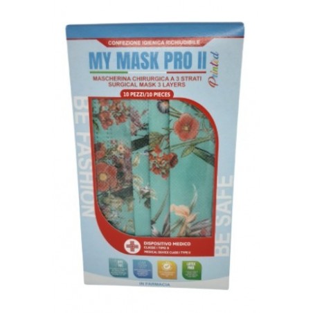 C&s Italy Mymask Pro Ii Mascherina Chirurgica Fiore Tiffany 10 Pezzi