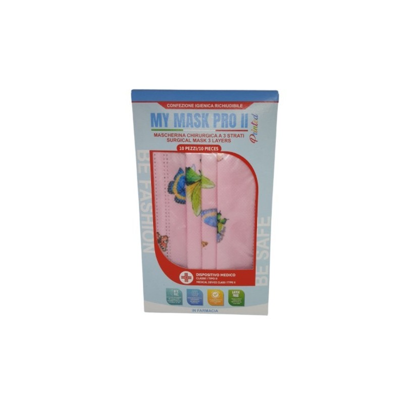 C&s Italy Mymask Pro Ii Mascherina Chirurgica Farfalle Rosa 10 Pezzi