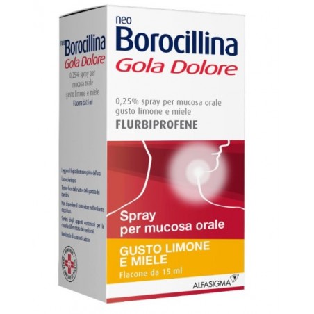 Flacone Spray 15 ml con Applicatore di Neo Borocillina Gola Dolore della Alfasigma