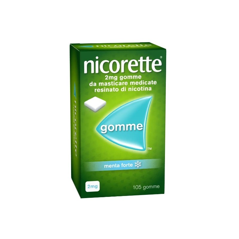 Confezione da 105 gomme di Nicorette gusto menta forte della johnson & Johnson