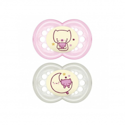 2 pezzi di Succhietti in Silicone 6+ Mesi da Mam Baby Night