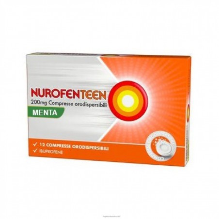 Blister da 12 compresse orodispersibili di Nurofenteen gusto menta della Reckitt Benckiser