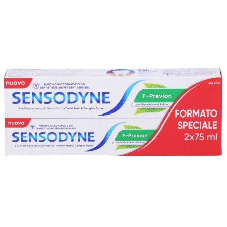 2 pezzi da 75ml di Sensodyne F-Previon Fresh Mint Dentifricio 2 pezzi da 75ml di Sensodyne F-Previon Fresh Mint Dentifricio