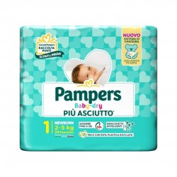24 pannolini di Pampers Baby Dry Pannolino Newborn 2-5kg