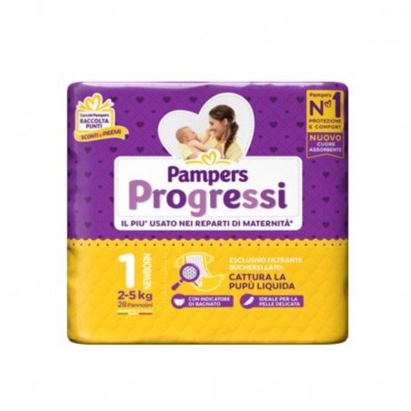 28 Pannolini da Pampers Progressi Pannolini Newborn 2-5kg 28 Pannolini da Pampers Progressi Pannolini Newborn 2-5kg
