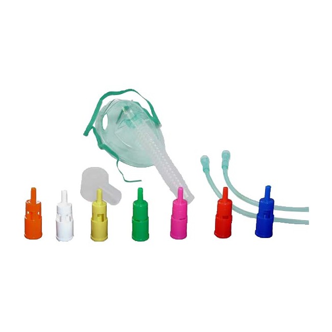 Fiab Maschera Morbida A Concentrazione Variabile Con Sistema Venturi Completa Di Kit Con 7 Raccordi Colorati E Tubo Di Collegame