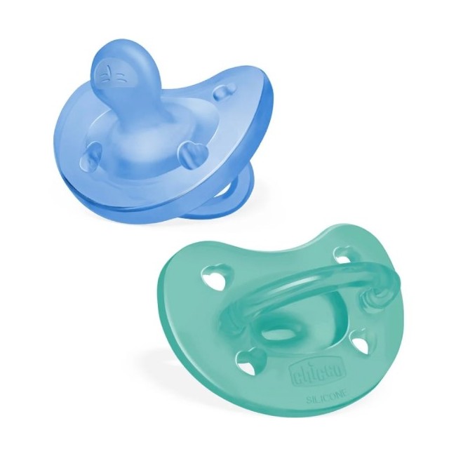 2 pezzi di Chicco Gommotto in Silicone Azzurro 16-36 Mesi