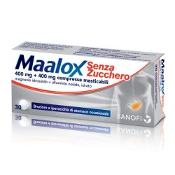 30 compresse Maalox 400 Mg + 400 Mg Compresse Masticabili Senza Zucchero