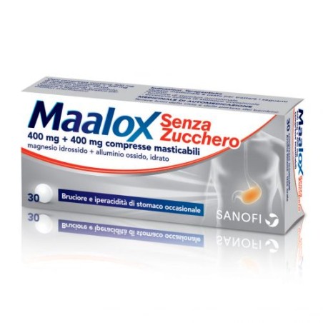 30 compresse Maalox 400 Mg + 400 Mg Compresse Masticabili Senza Zucchero 30 compresse Maalox 400 Mg + 400 Mg Compresse Masticabili Senza Zucchero