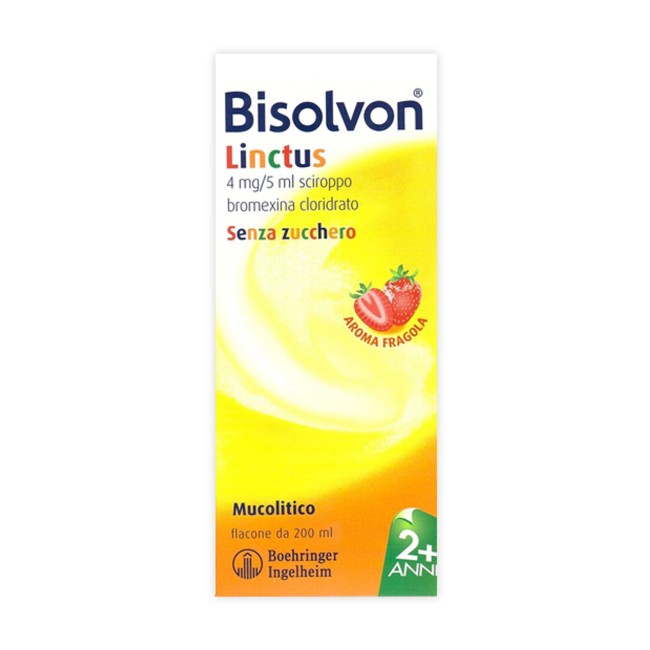 Sciroppo da 200 ml Gusto Fragola Bisolvon Linctus 4 Mg/5 Ml