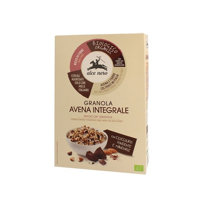 Alce Nero Granola Avena Integrale Con Cioccolato Fondente E Mandorle 300 G