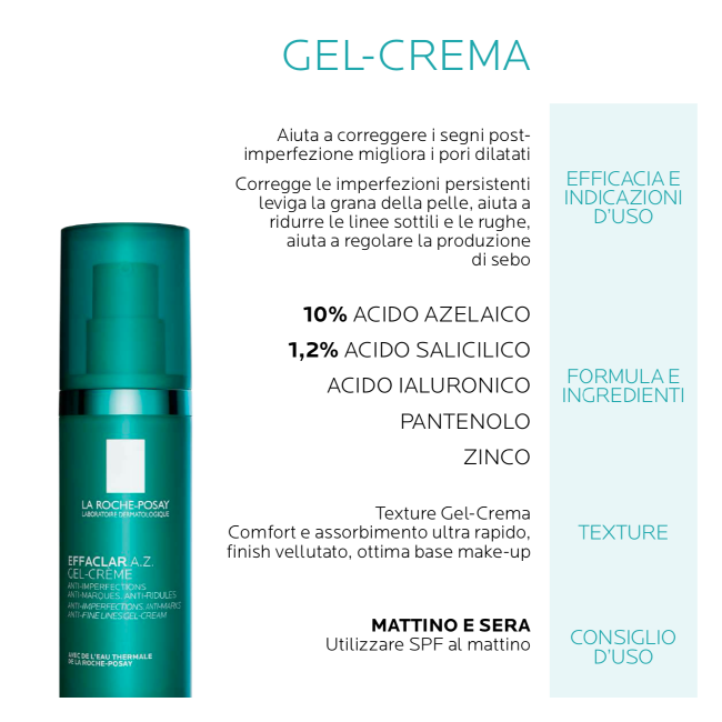 La Roche-posay Effaclar Az Gel Crema Tendenza Acneica 40 Ml