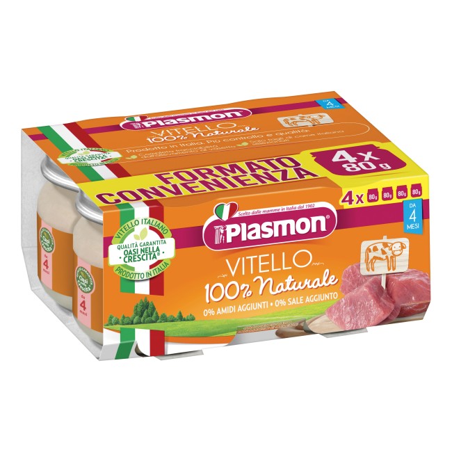 4 vasetti da 80 g Plasmon Omogeneizzato Vitello