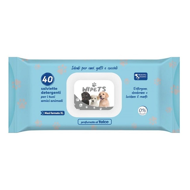 Idrofil Wipets Salviettine Detergenti Per Animali Talco 40 Pezzi