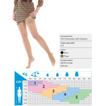Ca-mi Autoreggente Cotone Kamila Classe 2 Long Punta Aperta Beige S
