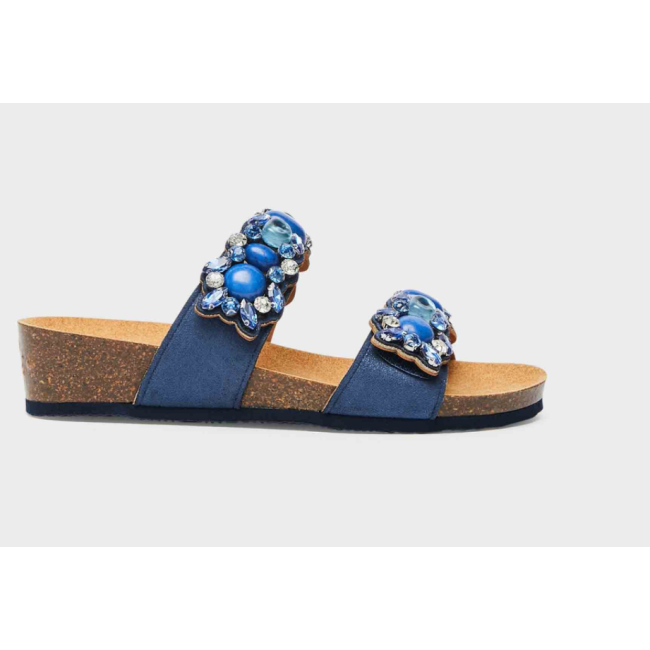 Scholl Calzatura Palau 2 Straps Microfibre+stones W Blue 39