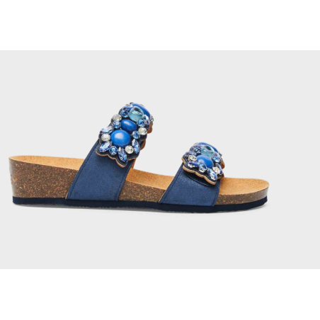 Scholl Calzatura Palau 2 Straps Microfibre+stones W Blue 39