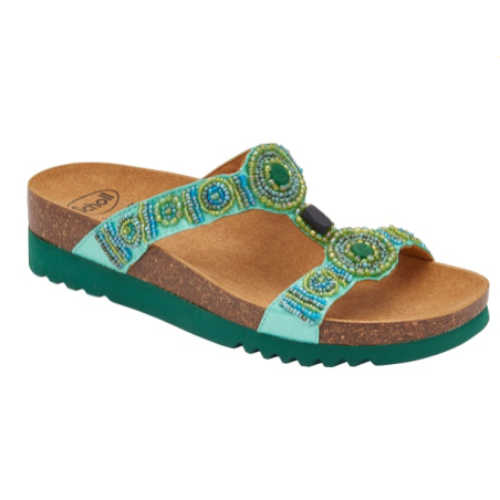 Scholl Calzatura New Bogota' Wedge Satin+beads W Emerald/green 40