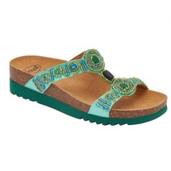 Scholl Calzatura New Bogota' Wedge Satin+beads W Emerald/green 37