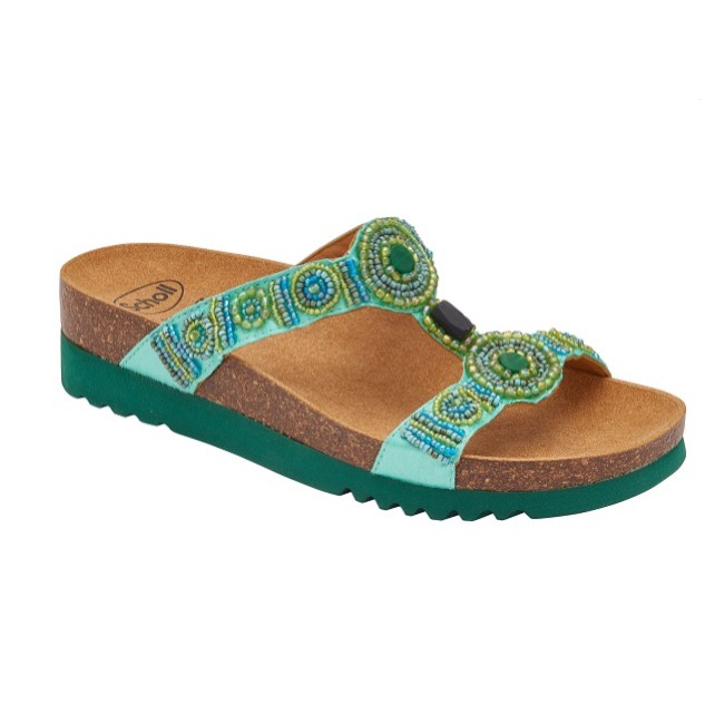 Scholl Calzatura New Bogota' Wedge Satin+beads W Emerald/green 37